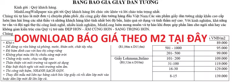 Tải về Báo giá tổng hợp giấy dán tường thi công theo m2 .